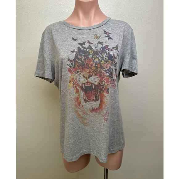 Alexander McQueen Lion Butterfly Graphic T-Shirt Gray IT 44 (US 8) - Picture 4 of 12